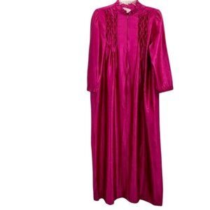 Vintage Wildcrest Robe Housecoat Pink Satin 3/4 Sleeve Pintuck Womens M? Used
